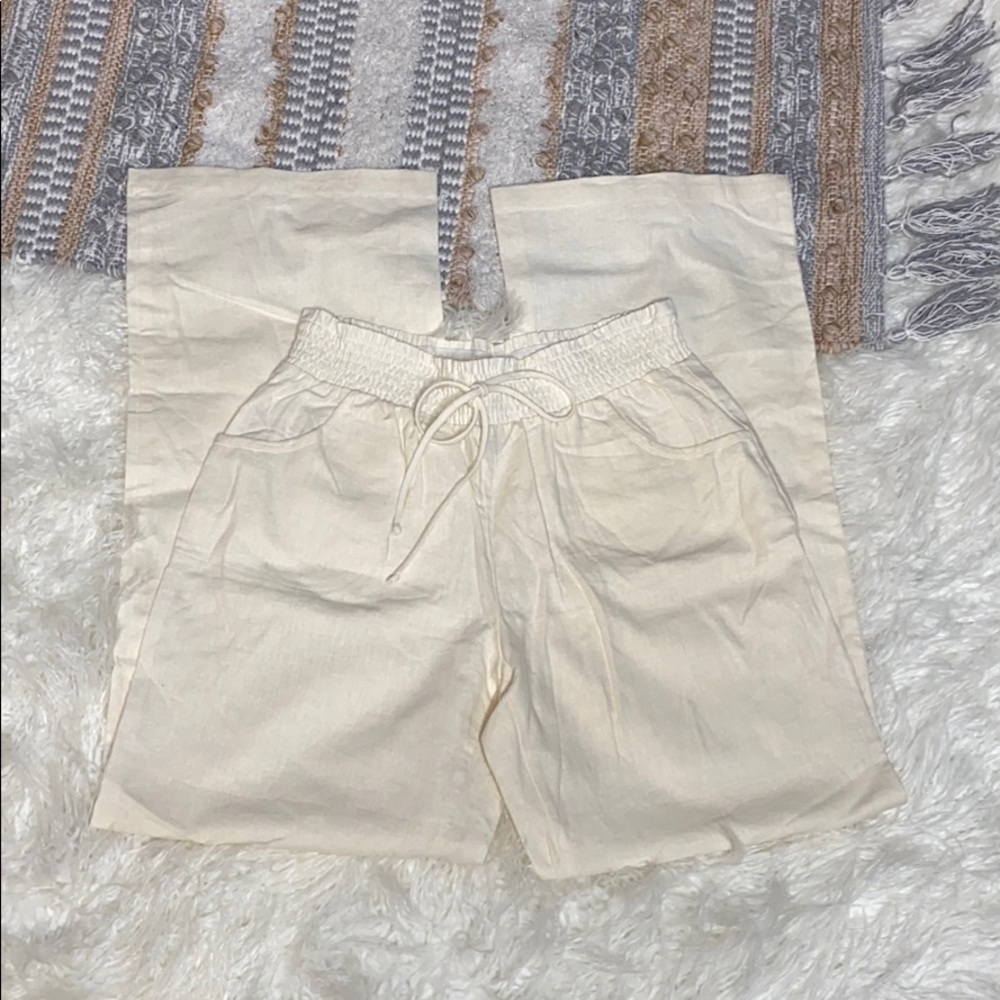 By & by Wide Beige Leg Linen Pants Size XL